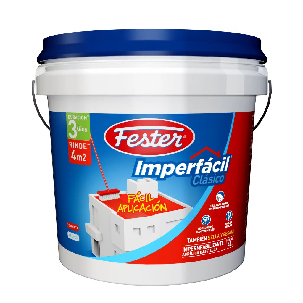 IMPERMEABILIZANTE FESTER IMPERFÁCIL CLÁSICO 3 AÑOS ROJO BOTE 4 L
