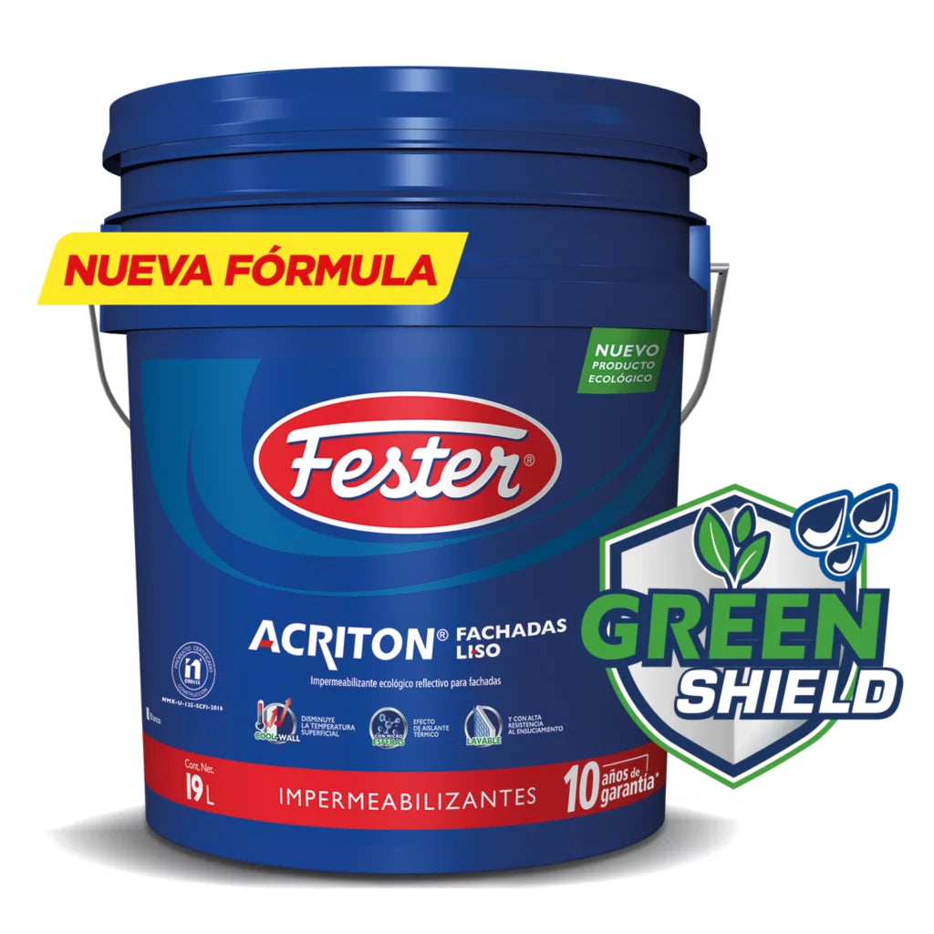 IMPERMEABILIZANTE FESTER ACRITON GREEN-SHIELD FACHADAS LISO 19 L