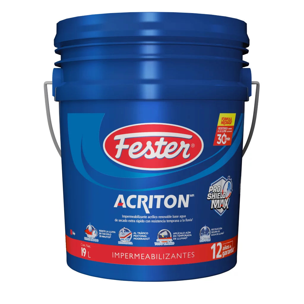IMPERMEABILIZANTE FESTER ACRITON PROSHIELD MAX 12 AÑOS BLANCO CUB 19 L