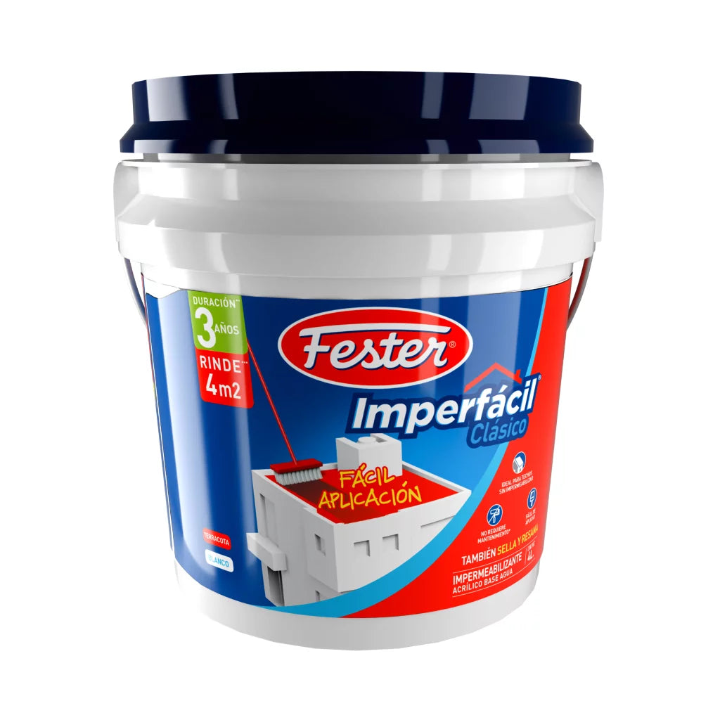 IMPERMEABILIZANTE FESTER IMPERFÁCIL CLÁSICO 3 AÑOS BLANCO BOTE 4L