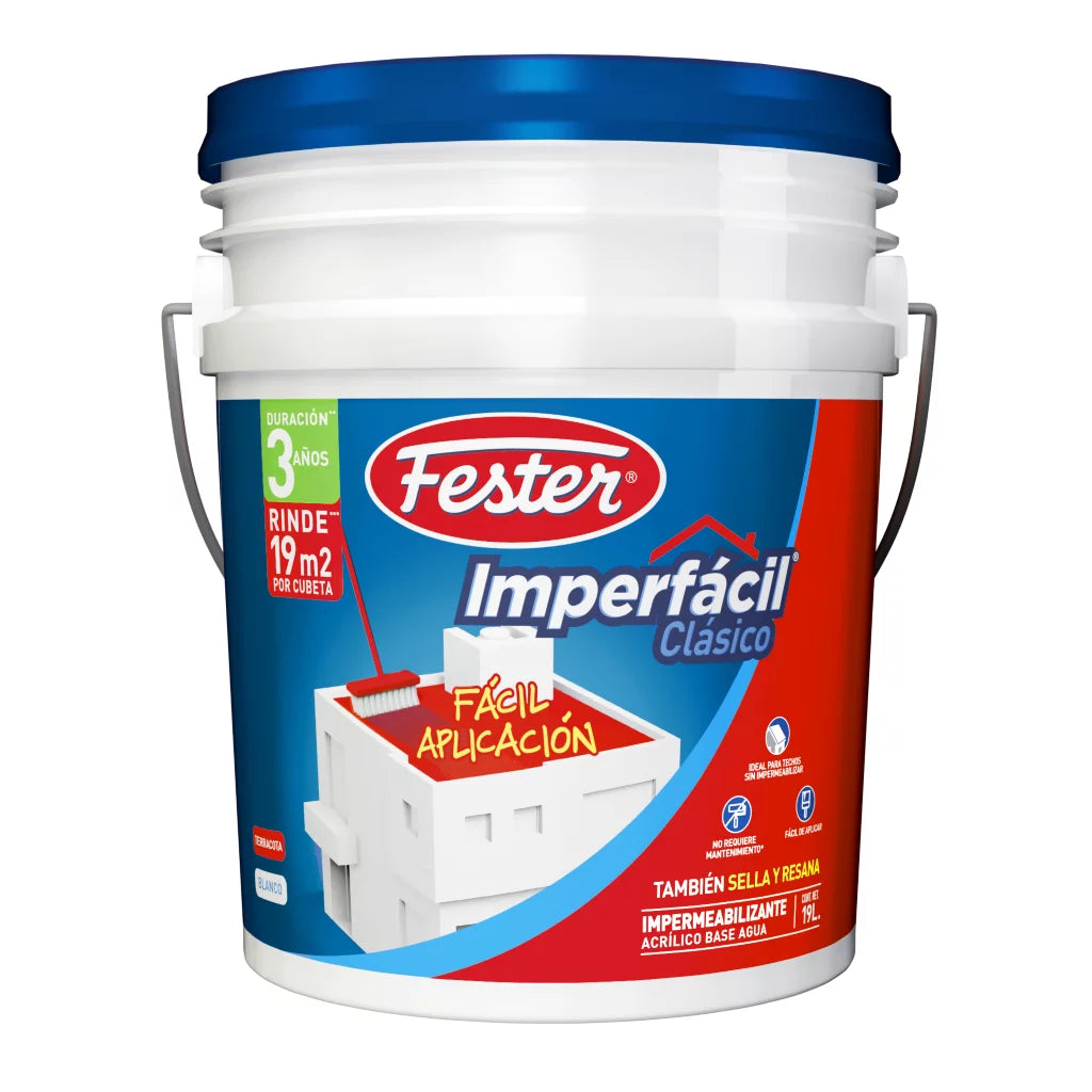 IMPERMEABILIZANTE FESTER IMPERFÁCIL CLÁSICO 3 AÑOS ROJO CUB 19 L